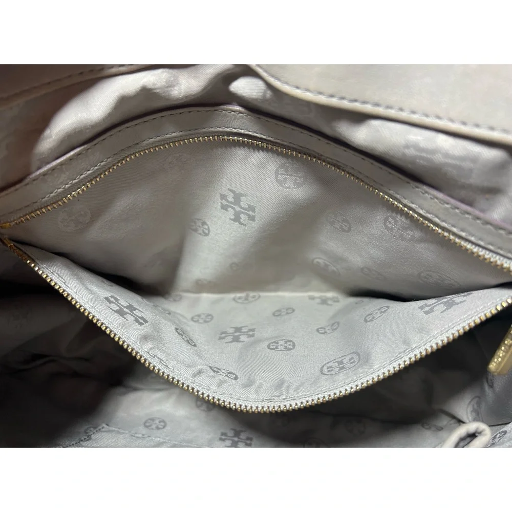 Tory Burch Marion Saddle Mercury Quilted Leather Shoulder Bag